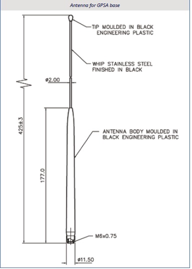 Detailzeichnung des Antennenstrahlers  AS-H6-S1-462 