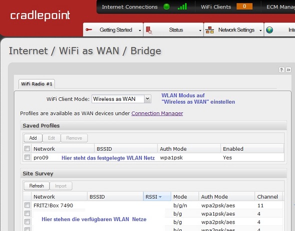 IBR600 Einstellung Wireless as WAN