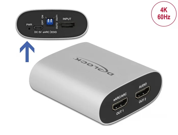 Delock HDMI HD Audio Extractor 4K 60 Hz zu HDMI mit eARC #1 