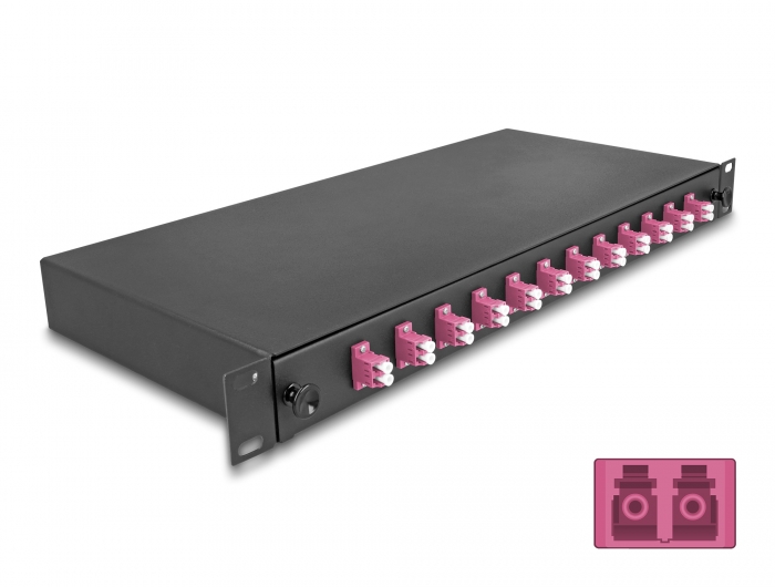 Delock 19″ LWL Spleißbox 12 x LC Duplex OM4 1HE komplett bestückt #1 
