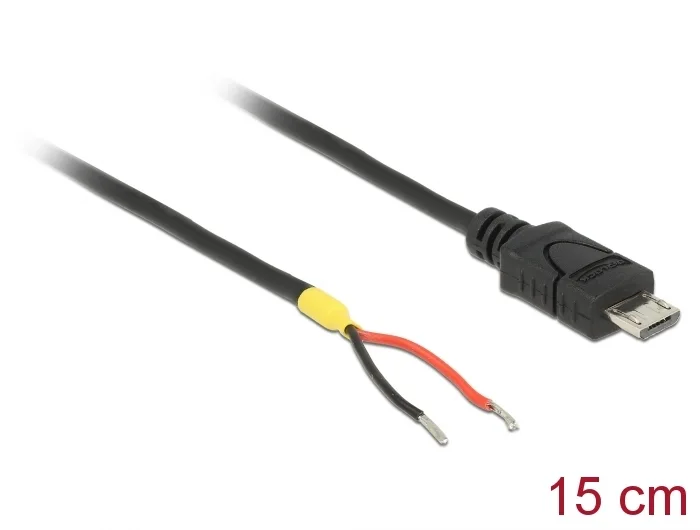 Delock Kabel USB 2.0 Micro-B Stecker > 2 x offene Kabelenden Strom 15 cm Raspberry Pi #1 