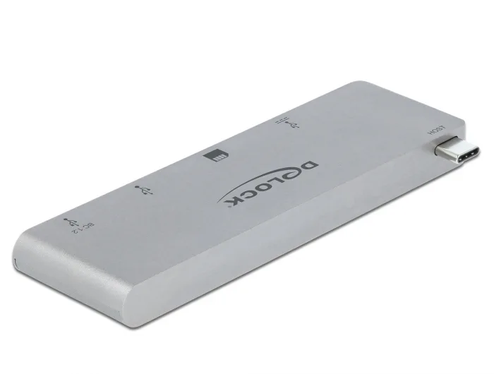 Delock 3 Port Hub und 2 Slot Card Reader für MacBook mit PD 3.0 und einschiebbarem USB Type-C™ Anschluss #2 