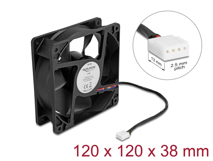 Delock Axiallüfter 12 V DC, 120 x 120 x 38 mm schwarz #1 