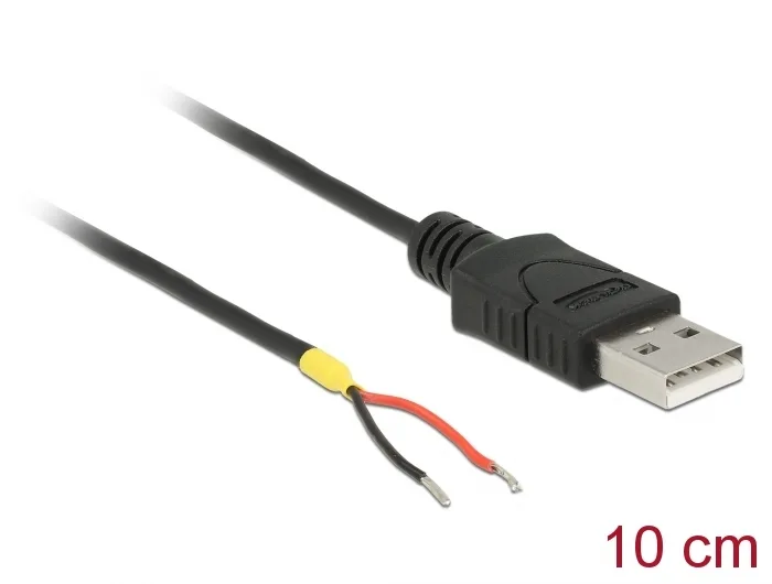 Delock Kabel USB 2.0 Typ-A Stecker > 2 x offene Kabelenden Strom 10 cm Raspberry Pi #1 