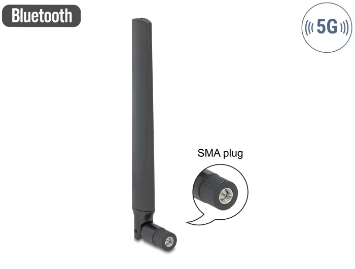 Delock 5G LTE Antenne SMA Stecker -3,3 - 1,3 dBi omnidirektional mit Kippgelenk schwarz #2 