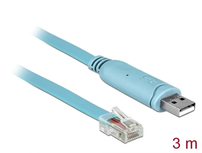 Delock Adapter USB 2.0 Typ-A Stecker > 1 x Seriell RS-232 RJ45 Stecker 3,0 m blau #1 