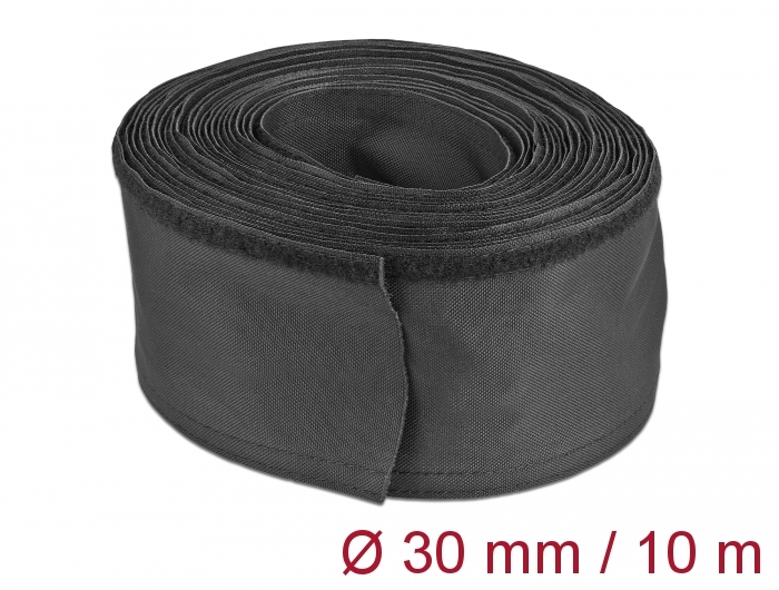 Delock Gewebeschlauch mit Klettverschluss hitzebeständig 10 m x 30 mm schwarz #1 