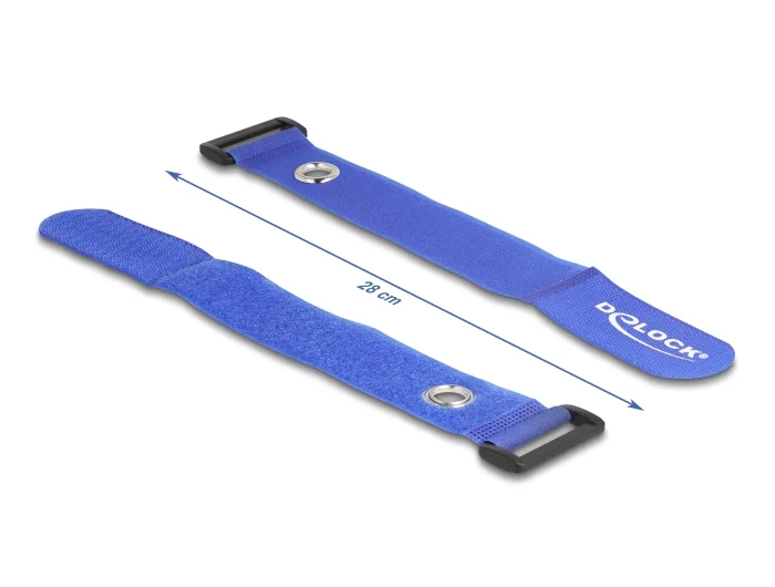Delock Klett-Kabelbinder mit Schlaufe und Befestigungsöse L 280 x B 38 mm blau 3 Stück #4 