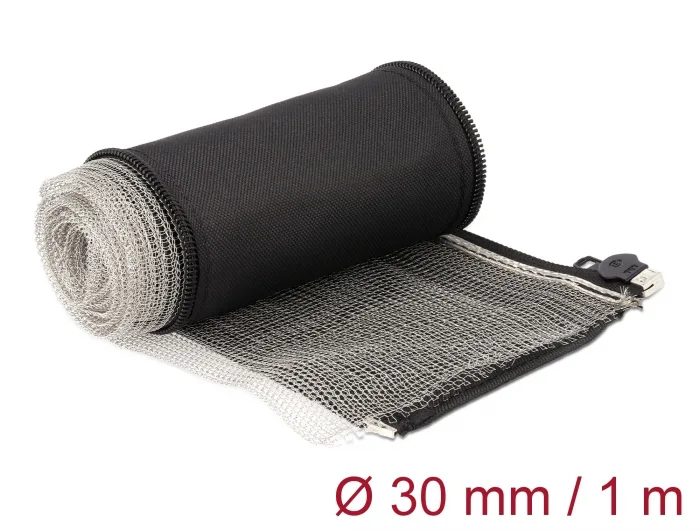 Delock EMV Abschirmgeflechtschlauch mit Reißverschluss hitzebeständig 1 m x 30 mm schwarz #1 
