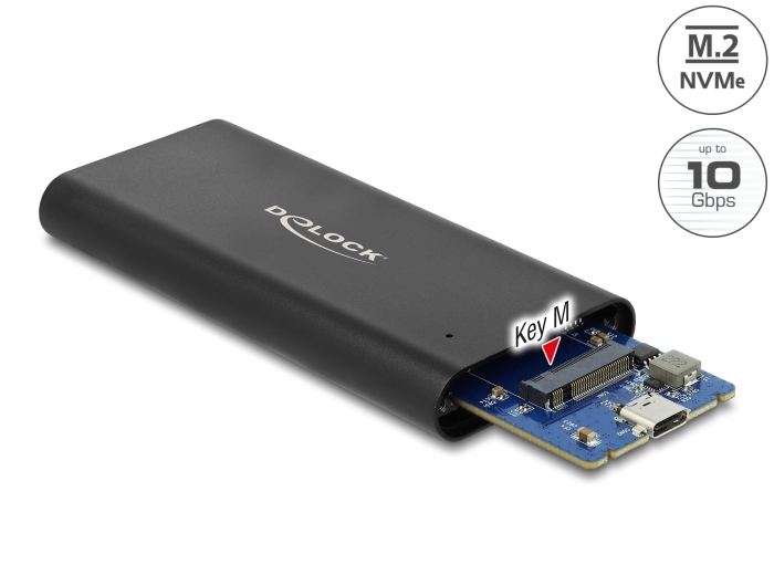 Delock Externes Gehäuse für M.2 NVMe PCIe SSD mit SuperSpeed USB 10 Gbps (USB 3.1 Gen 2) USB Type-C™ Buchse #1 