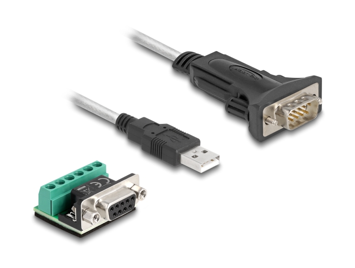 Delock Adapter USB 2.0 Typ-A zu 1 x Seriell RS-422/485 Stecker mit 6 Pin Terminalblock 5 V 1 m #2 