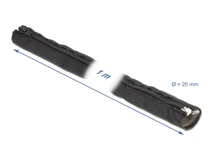 Delock EMV Abschirmgeflechtschlauch mit Reißverschluss hitzebeständig 1 m x 20 mm schwarz #3 
