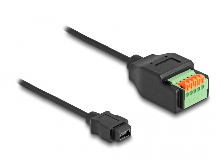 Delock USB 2.0 Kabel Typ Mini-B Buchse zu Terminalblock Adapter mit Drucktaster 15 cm #1 