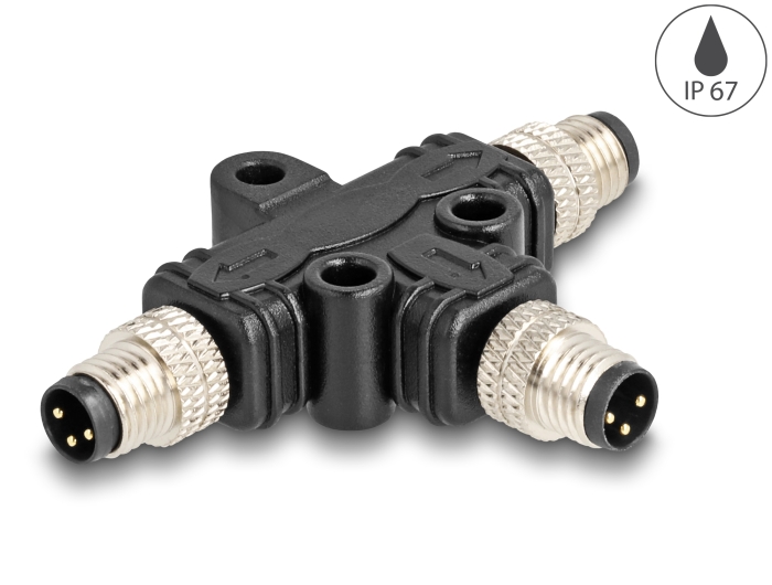 Delock M8 T-Splitter A-kodiert 3 Pin 1 x Stecker zu 2 x Stecker Parallelschaltung #1 