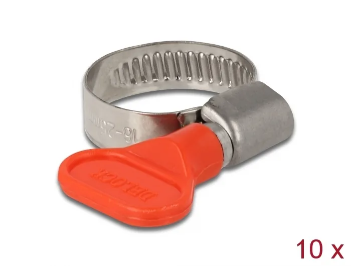 Delock Schlauchschelle mit Flügelmutter 16 - 25 mm 10 Stück rot #1 