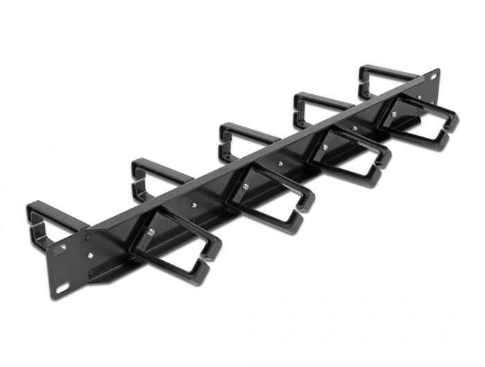 Delock 19″ Kabelmanagement Rangierpanel beidseitig mit 9 Bügeln (5 x vertikal, 4 x 45° geneigt) 1 HE schwarz #2 