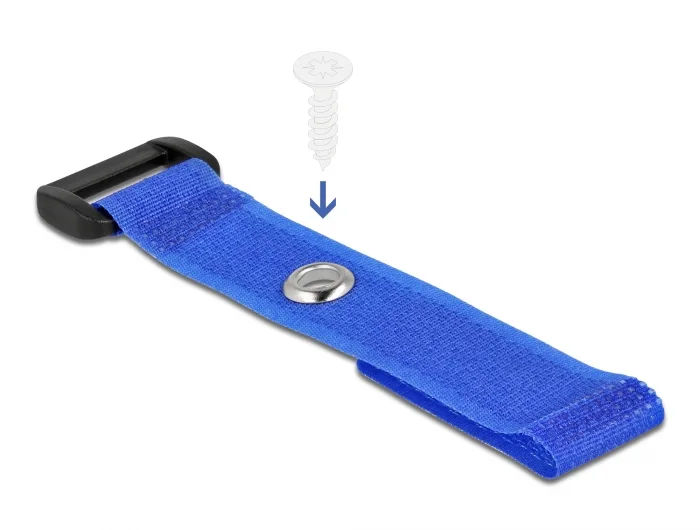 Delock Klett-Kabelbinder mit Schlaufe und Befestigungsöse L 150 x B 20 mm blau 5 Stück #2 