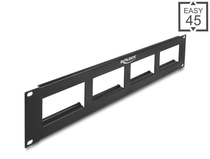 Delock Easy 45 19″ Patchpanel Ausschnitt 4 x 90,5 x 45,2 mm, 2 HE, schwarz #1 