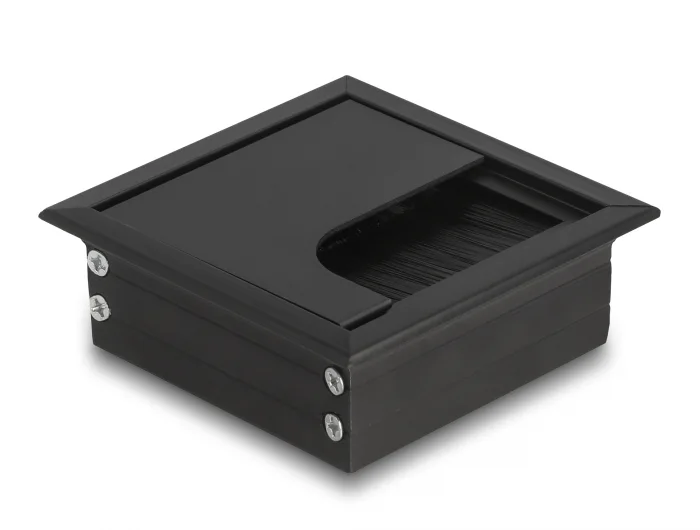Delock Kabeldurchführung für Tischeinbau mit Bürste 80 x 80 x 28 mm schwarz #1 