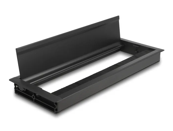 Delock Kabeldurchführung für Tischeinbau mit Bürste 300 x 120 x 28 mm schwarz #2 
