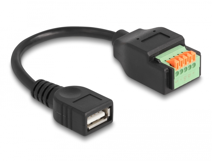 Delock USB 2.0 Kabel Typ-A Buchse zu Terminalblock Adapter mit Drucktaster 15 cm #2 