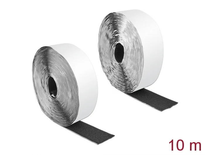 Delock Klettband selbstklebend mit Haft- und Flauschband L 10 m x B 50 mm schwarz #1 