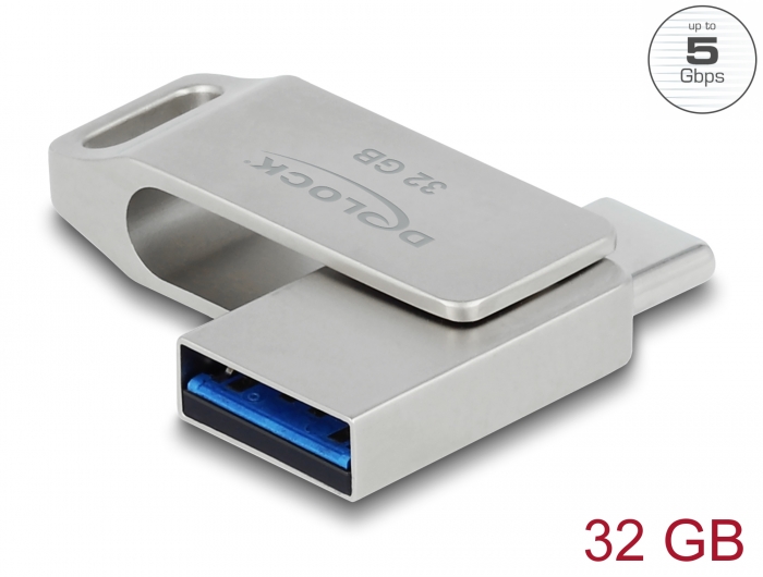 Delock USB 5 Gbps USB-C™ + Typ-A Speicherstick 32 GB - Metallgehäuse #1 