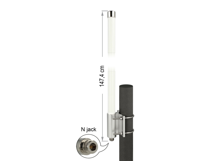Delock LoRa 868 MHz Antenne N Buchse 8 dBi 147,4 cm omnidirektional starr Wand- und Mastmontage weiß outdoor #3 