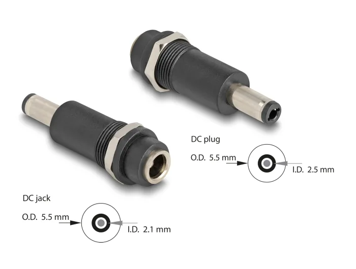 Delock Adapter DC 5,5 x 2,1 mm Buchse zu DC 5,5 x 2,5 mm Stecker #1 