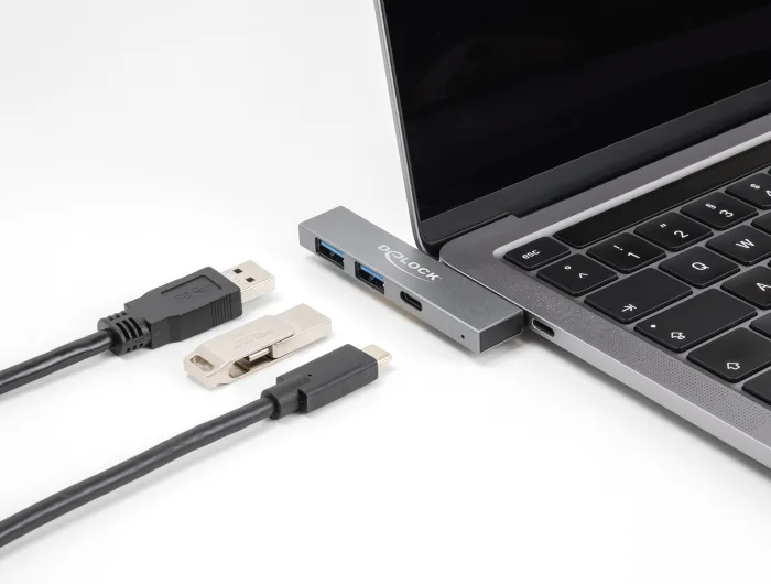 Delock 3 Port Slim USB Hub mit USB Type-C™ zu 1 x USB 5 Gbps USB Type-C™ + 2 x USB 5 Gbps Typ-A #3 
