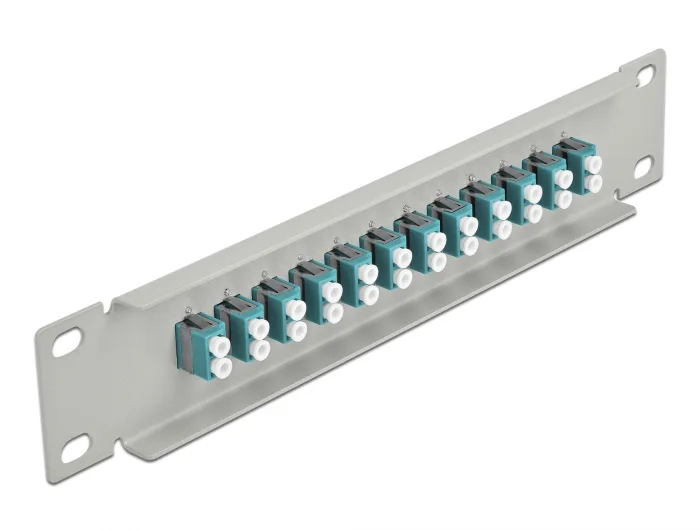 Delock 10″ LWL Patchpanel 12 Port LC Duplex aqua 1 HE grau #2 