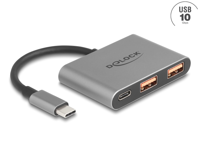 Delock 3 Port USB Hub 10 Gbps mit USB Type-C™ zu 1 x USB Type-C™ + 2 x USB Typ-A #1 