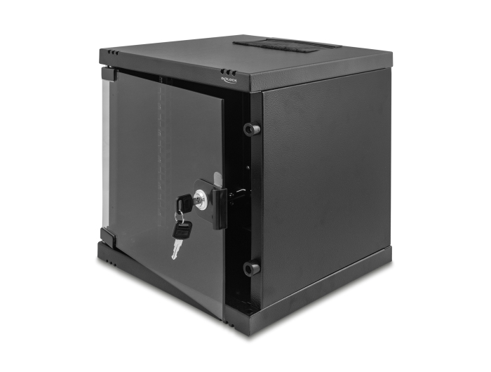Delock 10″ Netzwerkschrank 6 HE mit Glastür zur Stand- oder Wandmontage, 240 mm Tiefe, Traglast 30 kg, 330 x 312 x 300 mm, schwarz #2 