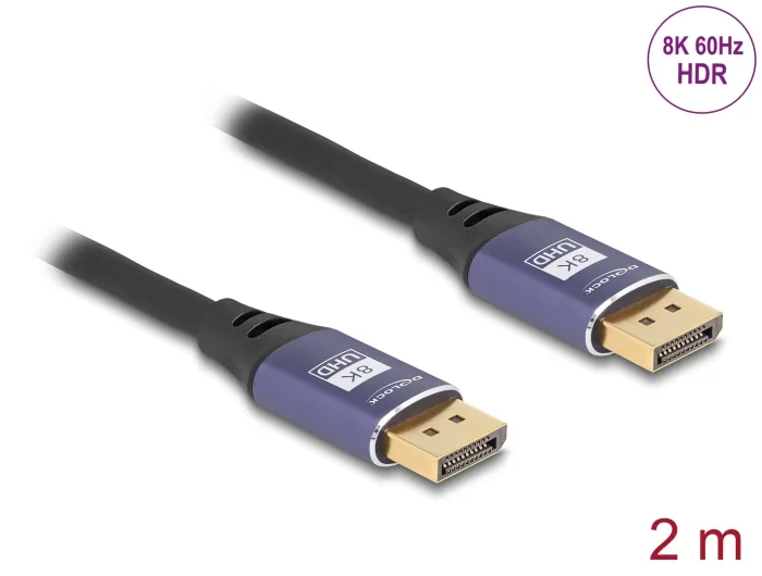 Delock DisplayPort Kabel 8K 60 Hz 2 m flieder Metall #1 