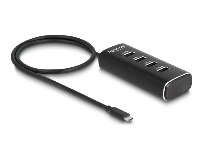 Delock 4 Port USB 10 Gbps Hub mit USB Type-C™ Anschluss 60 cm Kabel und Schalter für jeden Port #3 
