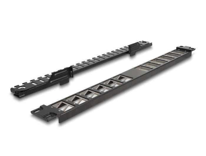 Delock 19″ Keystone Patchpanel 24 Port gewinkelt mit Entlastungsschiene schwarz #3 