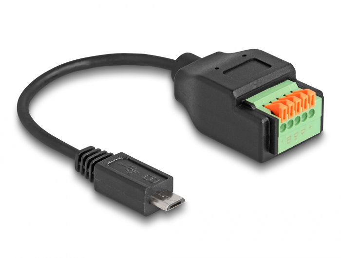 Delock USB 2.0 Kabel Typ Micro-B Stecker zu Terminalblock Adapter mit Drucktaster 15 cm #2 