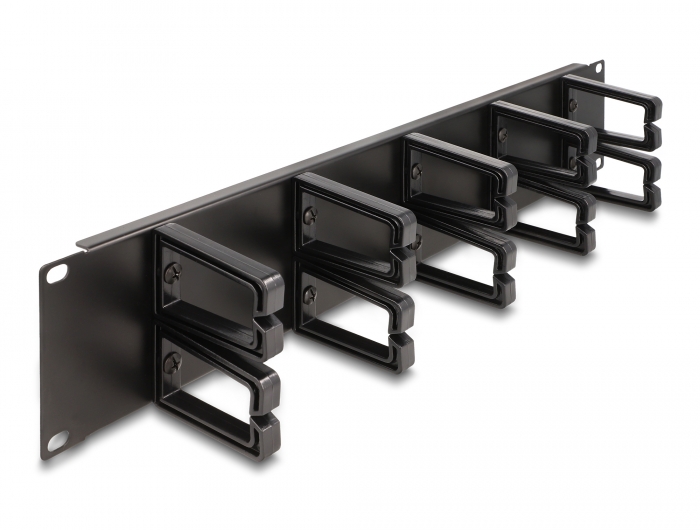 Delock 19″ Kabelmanagement Rangierpanel mit 10 Kunststoffbügel 2 HE schwarz #1 