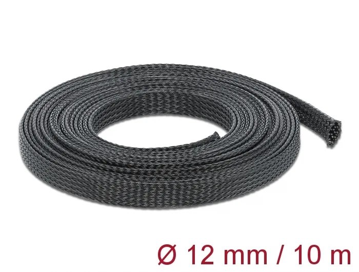 Delock Geflechtschlauch dehnbar 10 m x 12 mm schwarz #1 