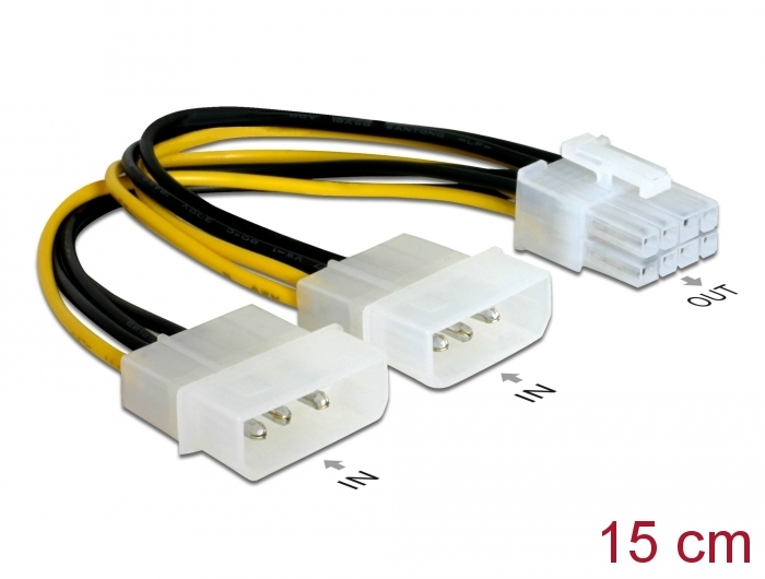 Delock Kabel PCI Express Stromversorgung 8pin zu 2 x 5¼“ für Grafikkarten #1 