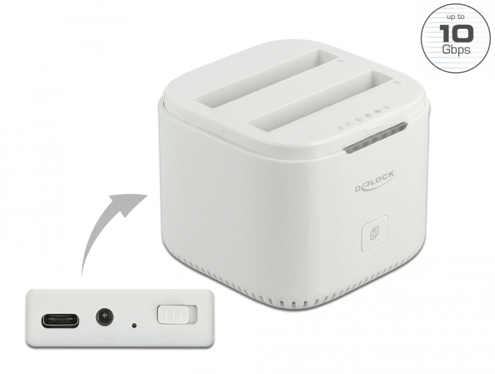 Delock USB Type-C™ 3.2 Dockingstation für 2 x 2.5″ SATA HDD / SSD mit Klon Funktion #1 