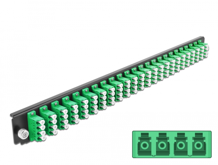 Delock 19″ LWL Spleißbox Frontblende 24 Port LC Quad grün #1 