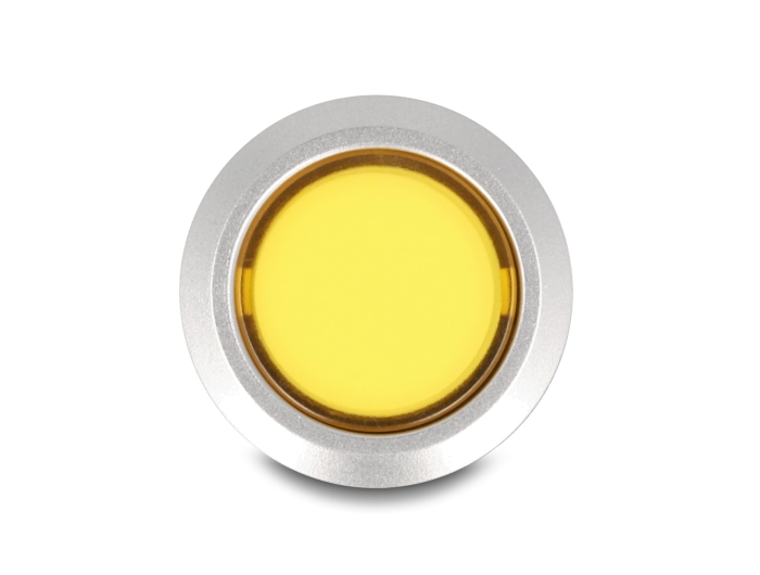 Delock Drucktaster vorstehend zum Einbau 22 mm 5 x Lötanschluss Taster flach Plastik LED gelb #4 