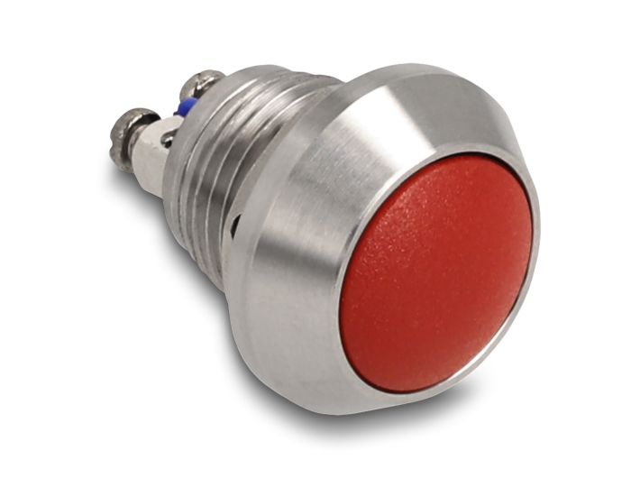 Delock Drucktaster zum Einbau 12 mm 2 x Schraubklemme rot #1 