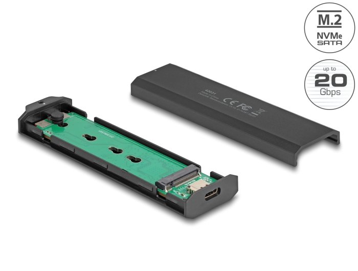 Delock Externes USB Type-C™ 20 Gbps Combo Gehäuse für M.2 NVMe PCIe oder SATA SSD - werkzeugfrei #1 