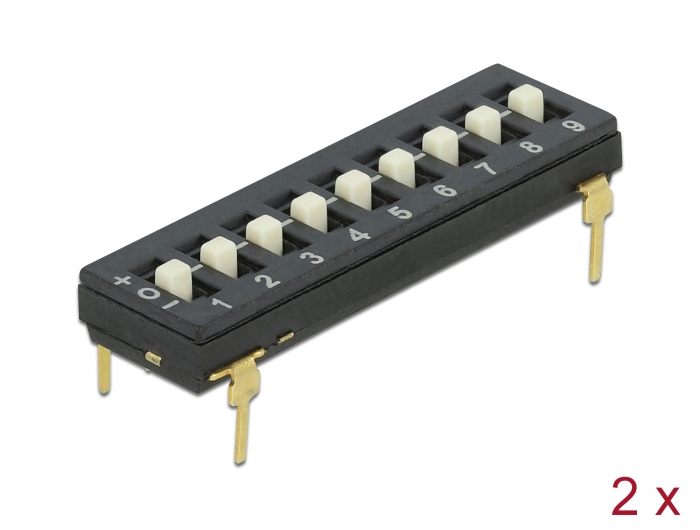 Delock DIP-Schalter Tri-State 9-stellig 2,54 mm Rastermaß THT vertikal schwarz 2 Stück #1 