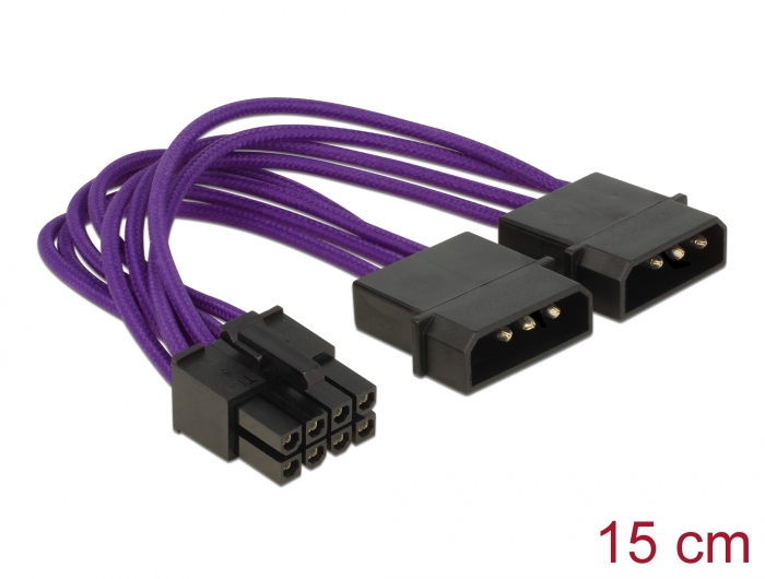 Delock Stromkabel 8 Pin EPS > 2 x 4 Pin Textilummantelung violett #1 