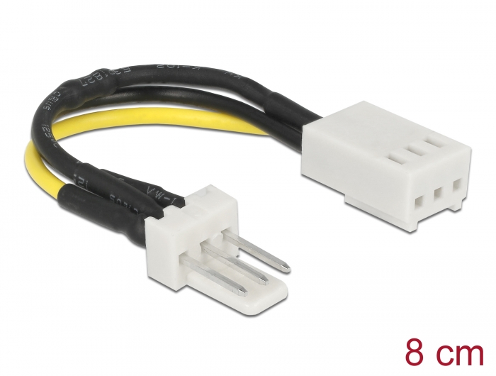 Delock Stromkabel 3 Pin Stecker > 3 Pin Buchse (Lüfter) 8 cm - Drehzahlreduzierung #1 