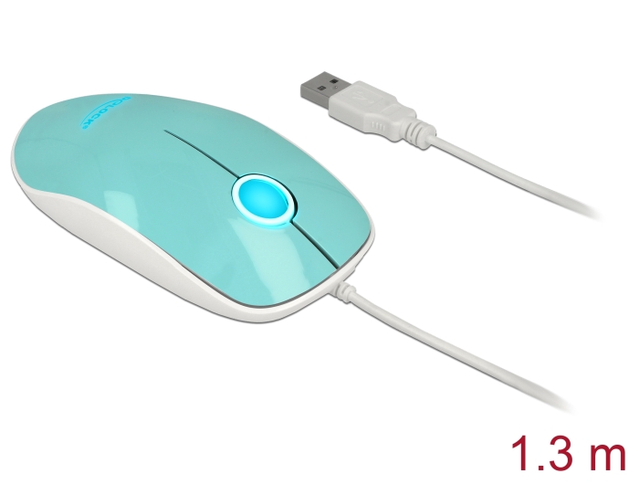 Delock Optische 3-Tasten LED Maus USB Typ-A türkis #1 