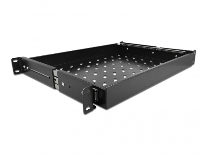 Delock 19″ Ausziehbare Schublade 1 HE, längenverstellbar bis 280 mm, Tiefe 345 mm, schwarz #1 